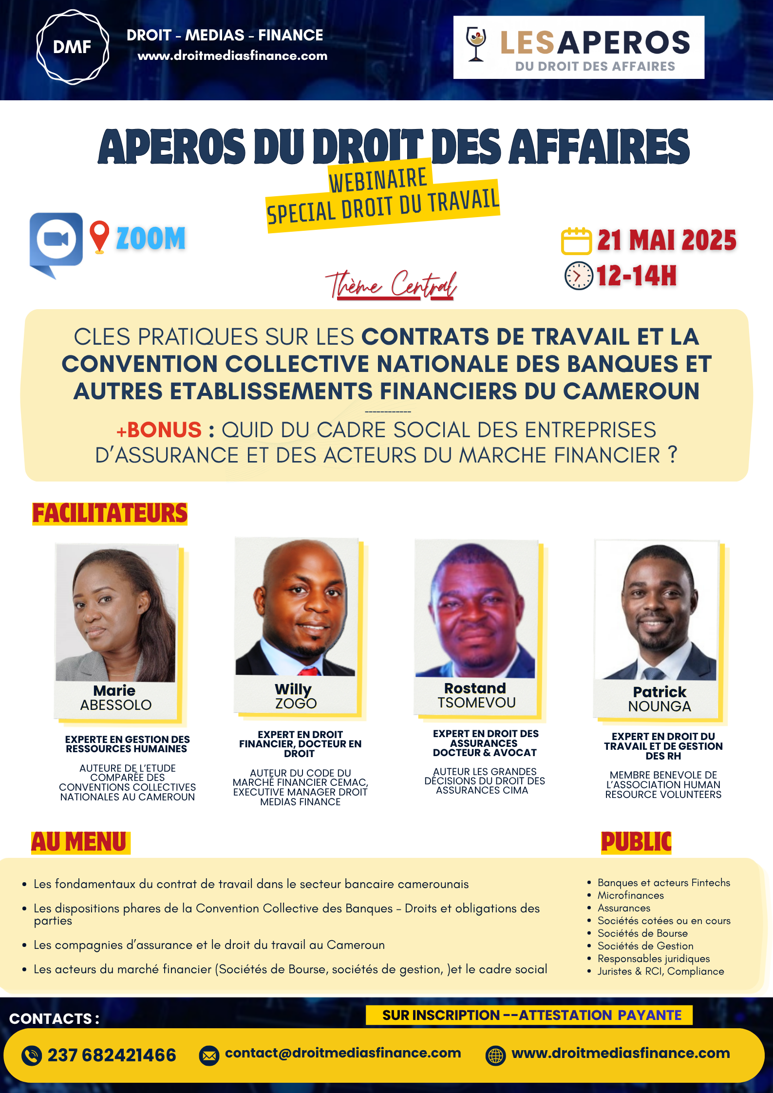 CAMEROUN | FORMATION : Un webinaire spécial pour décrypter les contrats de travail financiers et la Convention Collective Nationale des Banques du Cameroun