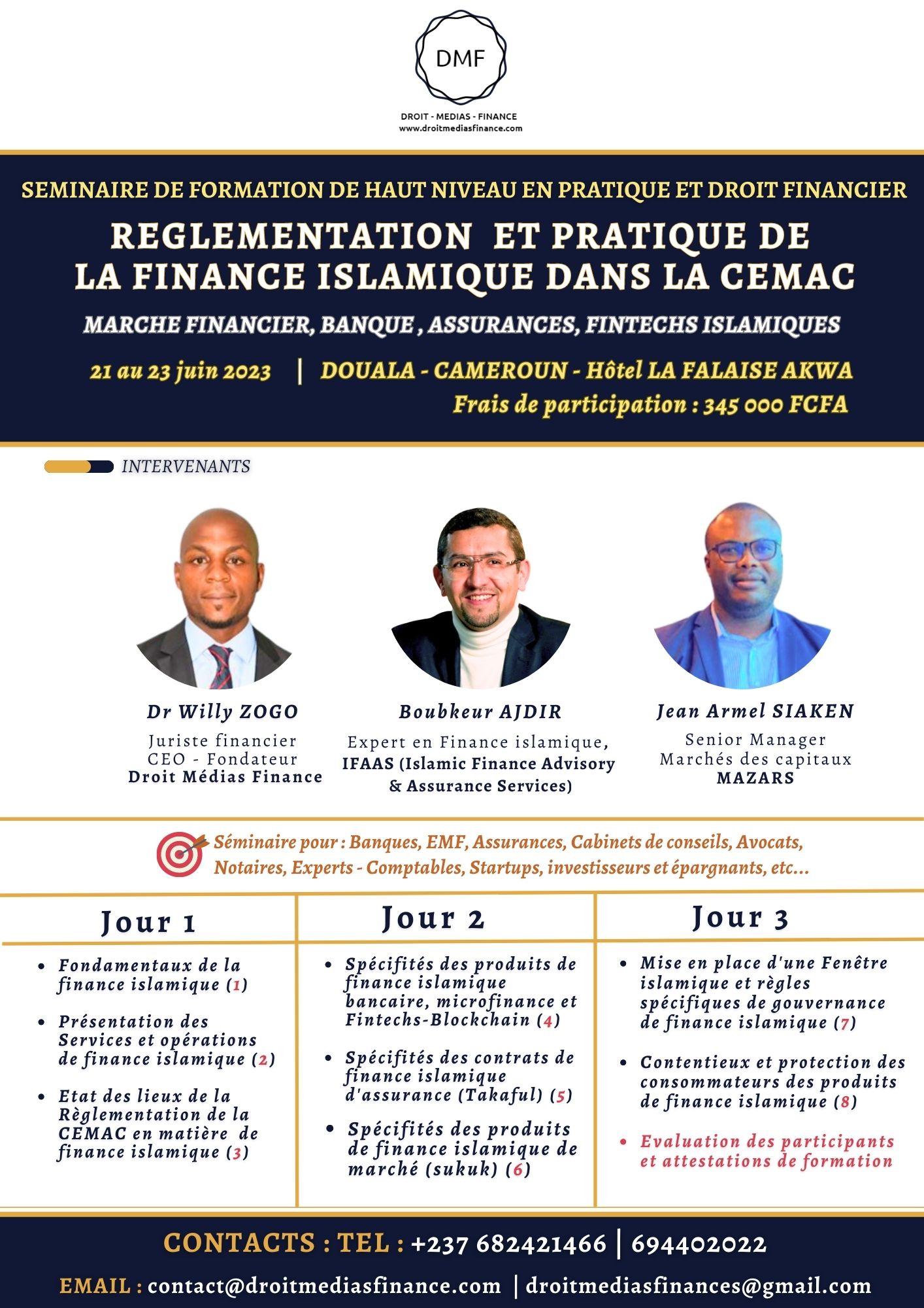 FORMATION - FINANCE ISLAMIQUE : Un séminaire organisé sur la finance islamique bancaire, boursière, assurantielle et des Fintechs du 21 au 23 juin 2023 à Douala